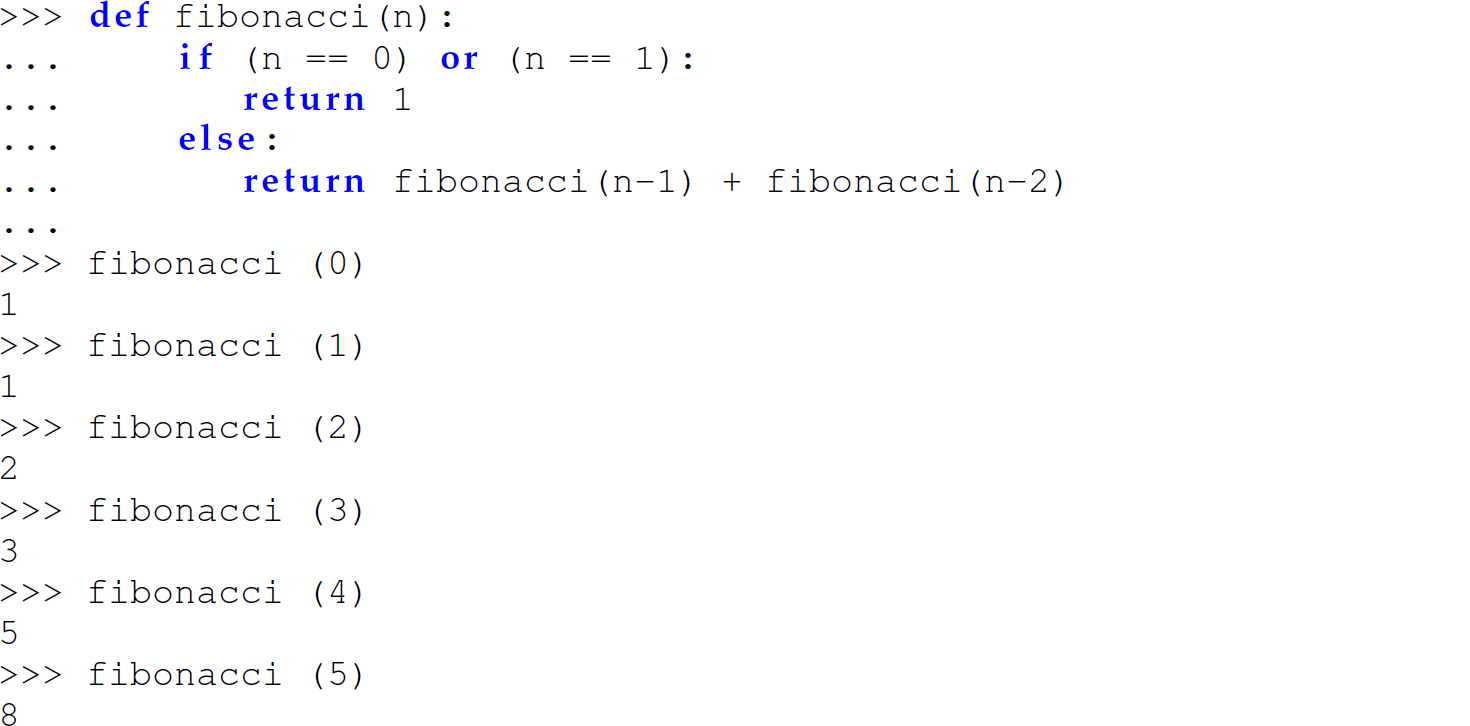 A set of 18 code lines in Python with the user-defined function Fibonacci.