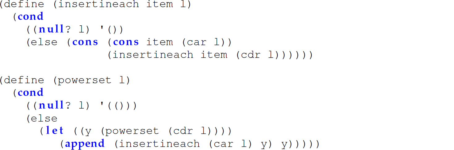 A set of 11 code lines that are Python analogs of Scheme functions.