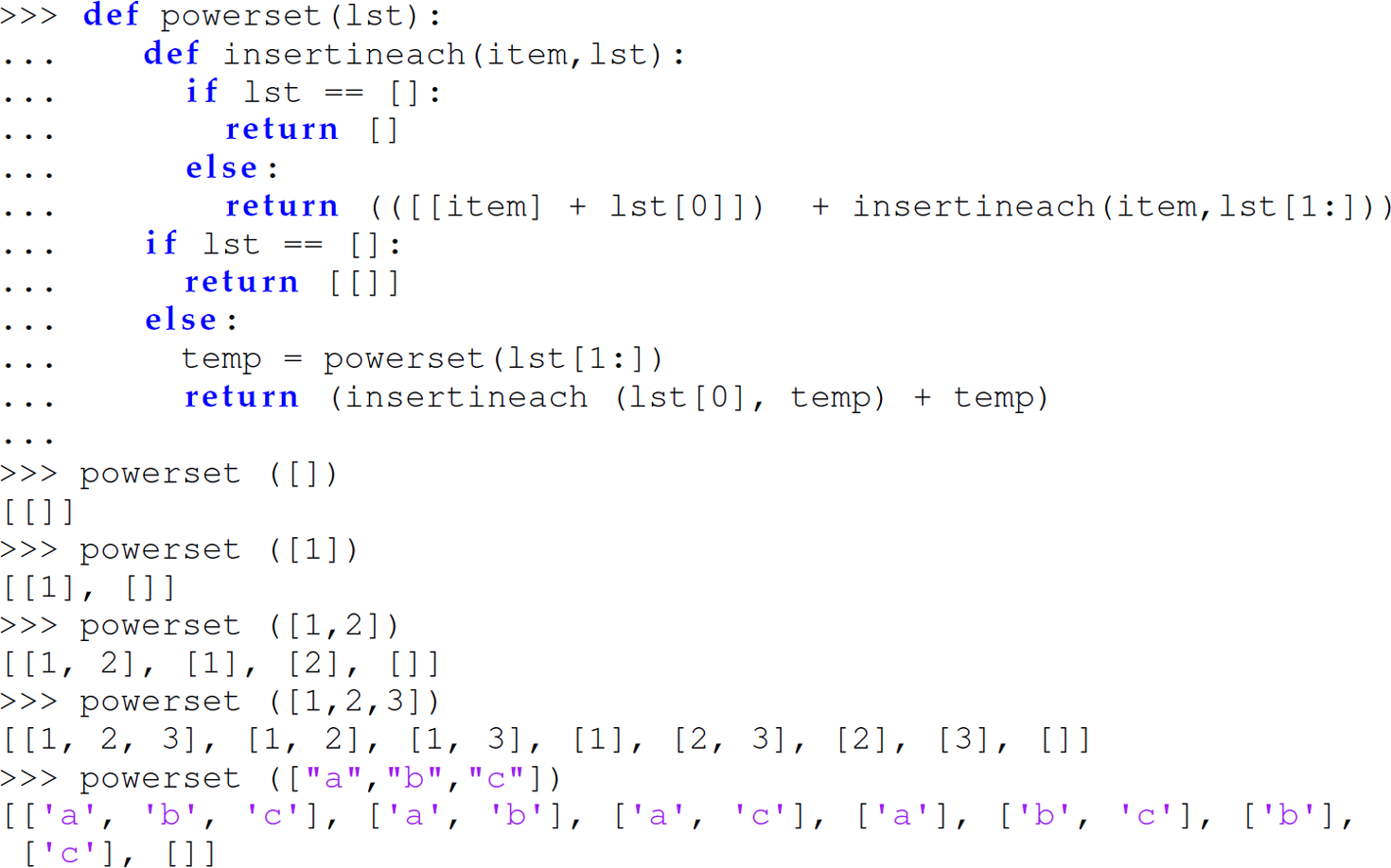 A set of 23 code lines in Python with nested functions.