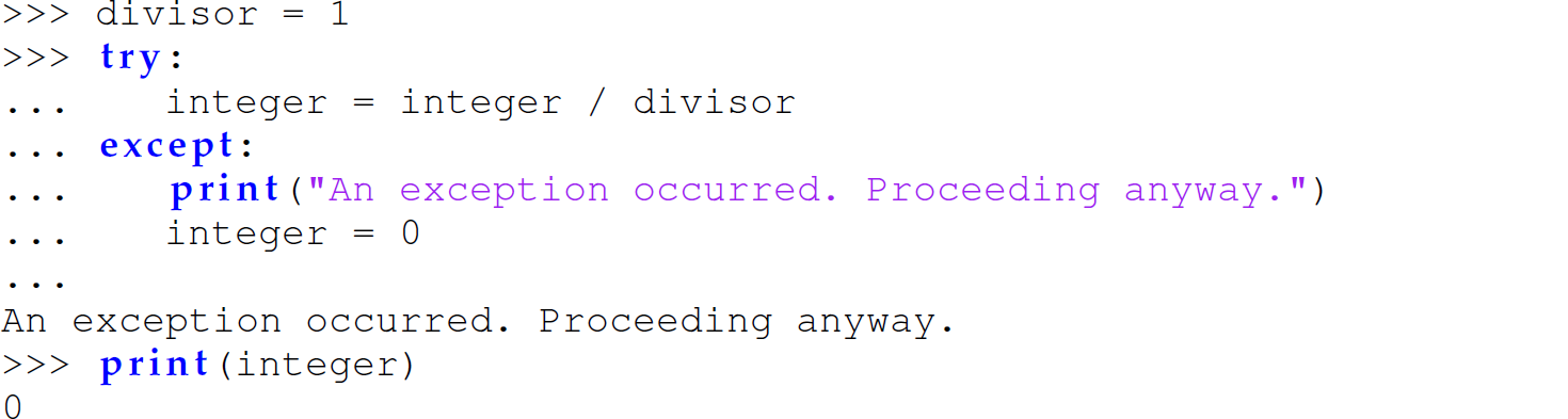 A set of 10 code lines in Python with a Name Error raised by an interpreter.