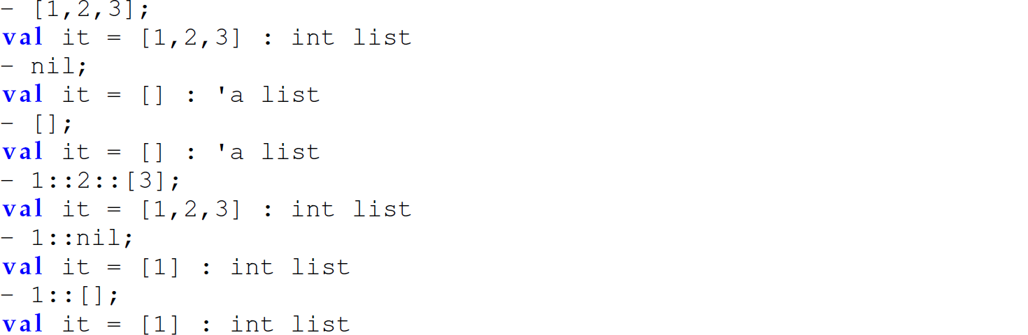 A set of 12 code lines in M L that consists of a list.