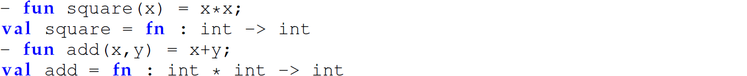 A set of four code lines in M L with simple user-defined functions.