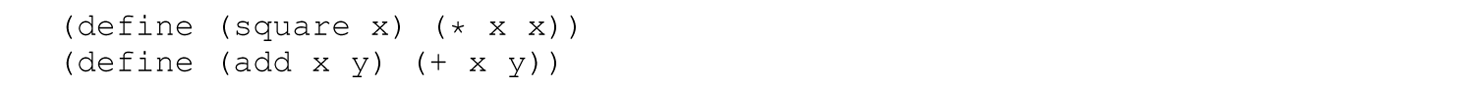 A set of two code lines in M L that are analogs of Scheme functions.