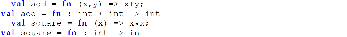 A set of four code lines in M L with different functions.