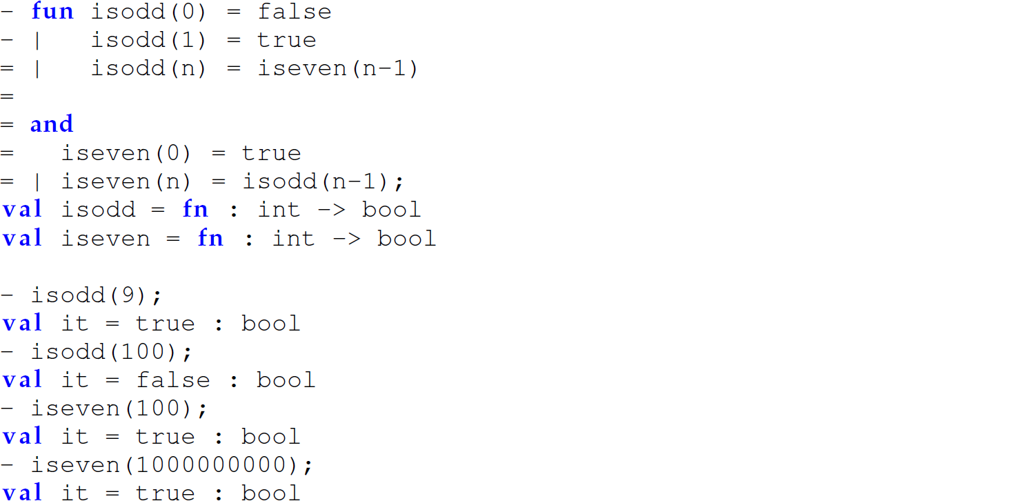 A set of 17 code lines in M L with the functions is odd and is even.