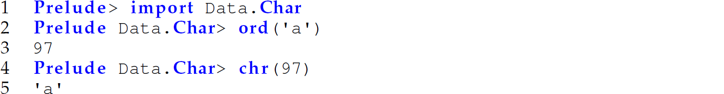 A set of five code lines in Haskell for importing a module.