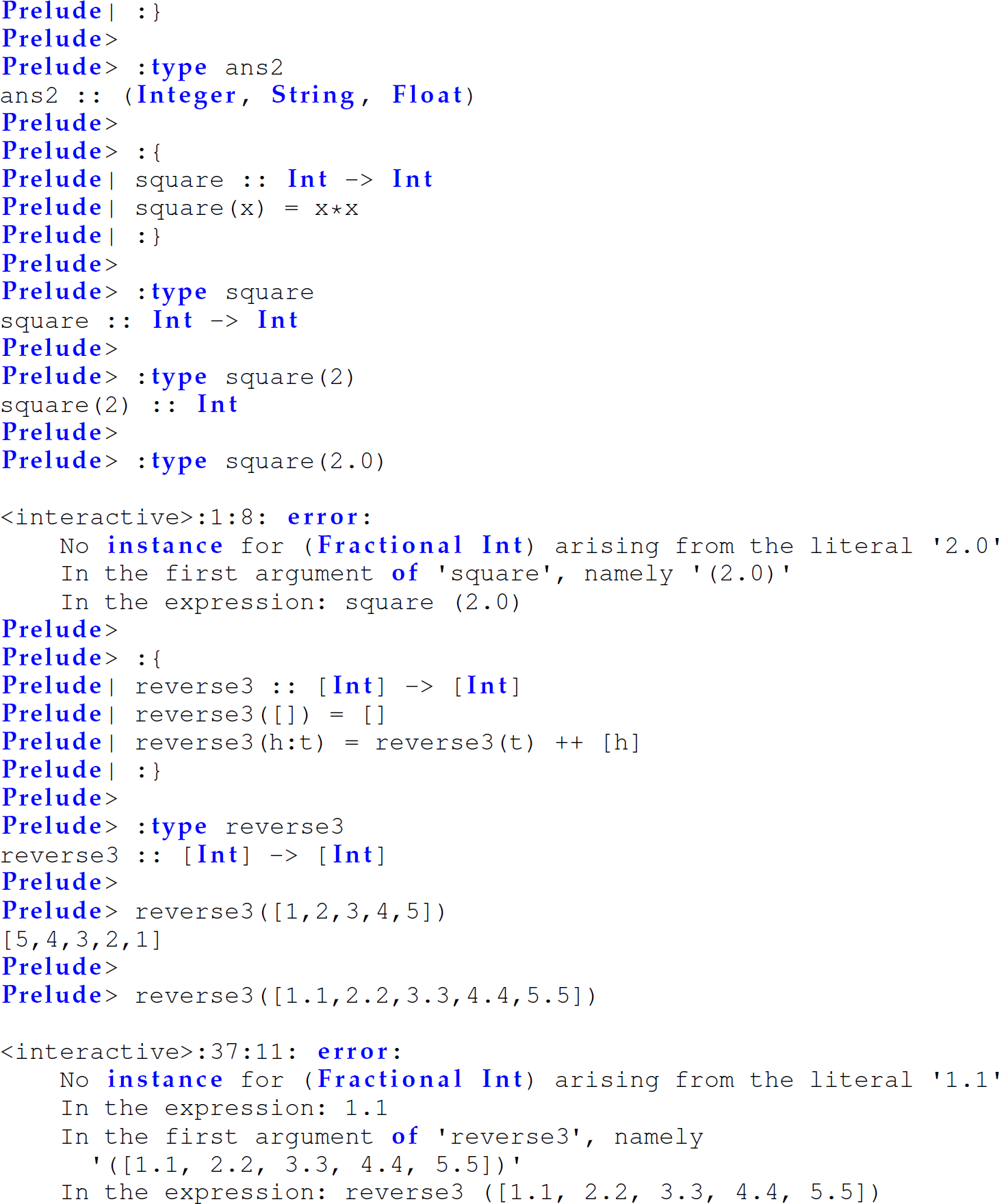 Continuation of the code in Haskell that uses explicitly declared types, consisting of 41 lines.