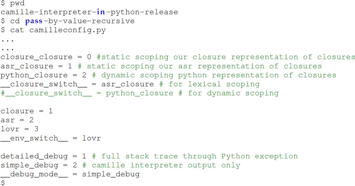 A set of 19 code lines for parameter passing.