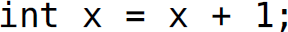 i n t x equals x plus 1, semicolon.