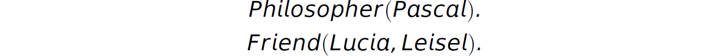 The lines are as follows. Philosopher, Pascal. Line 2. Friend, Lucia, Leisel.