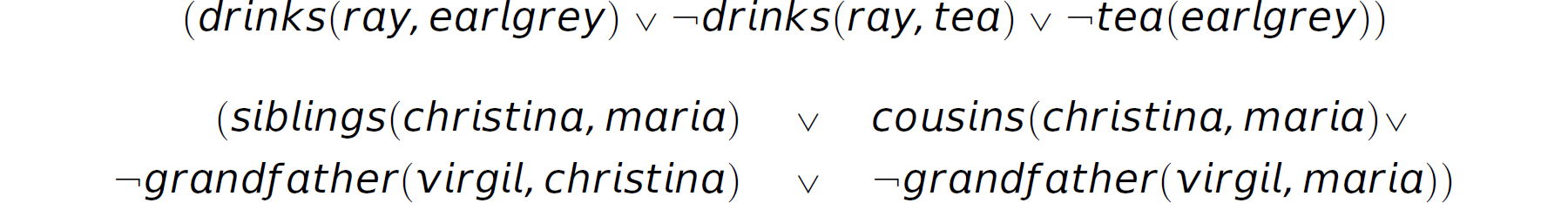 A list of three propositions in C N F.