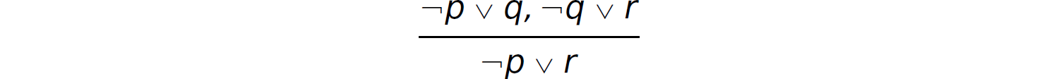 An expression. Not p and q, not q and r over not p and r.