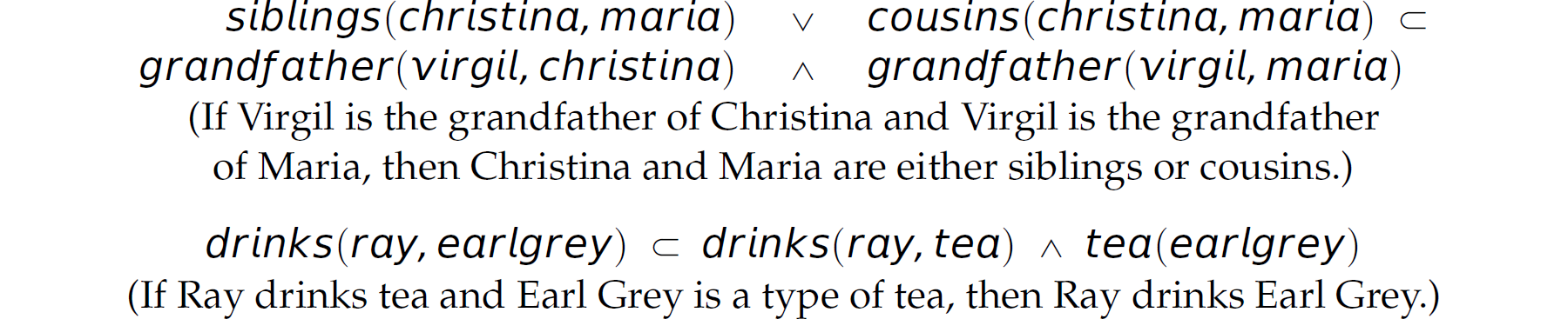 A list of three propositions in clausal form.