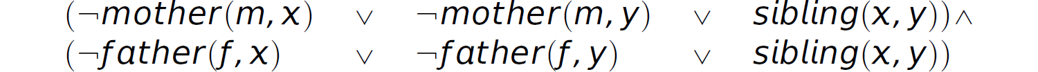 An expression of commuter in conjunctive normal form.