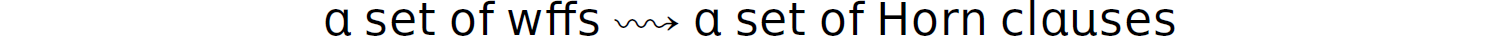 A expression reads a set of wffs equals a set of Horn clauses.