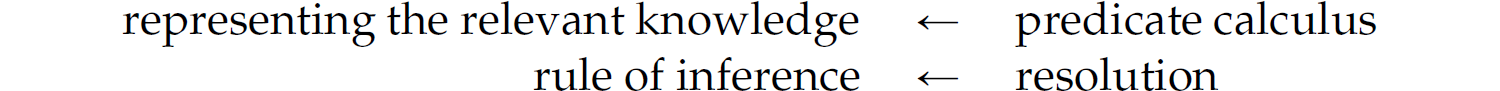 Two expressions. Predicate calculus leads to representing the relevant knowledge. Resolution leads to rule of inference.