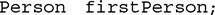 first Person dot set Name open parentheses single quote Jack Spratt single quote close parentheses semicolon. 
