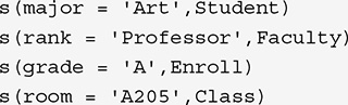 A listing of 7 SELECT statements. a. SELECT Student WHERE s t u I d equals single quote S 1001 single quote. b. SELECT Student WHERE last Name equals single quote Smith single quote. c. SELECT Student WHERE major equals single quote Art single quote. d. SELECT Student WHERE credits greater than or equal to 100. e. SELECT Faculty WHERE department equals single quote History single quote AND rank equals single quote Professor single quote. f. SELECT Class WHERE f a c I d equals single quote F 101 single quote. g. SELECT Enroll WHERE grade equals single quote A single quote. 