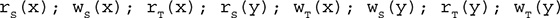 A string illustrating reads and writes in the schedule. r subscript s open parentheses x close parentheses, semicolon, w subscript s open parentheses x close parentheses, semicolon, r subscript T open parentheses x close parentheses, semicolon, r subscript s open parentheses y close parentheses, semicolon, w subscript T open parentheses x close parentheses, semicolon, w subscript s open parentheses y close parentheses, semicolon, r subscript T open parentheses y close parentheses, semicolon, w subscript T open parentheses y close parentheses. 