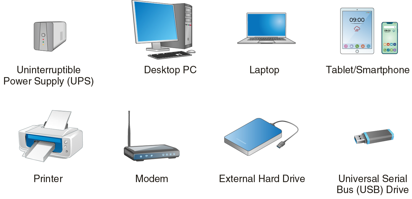 The devices and components in the Workstation Domain.