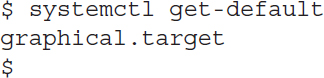 Line 1: dollar space system c t l space get hyphen default. Line 2: graphical dot target. Line 3: dollar.