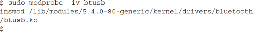 Codes show the usage of the mod probe command.