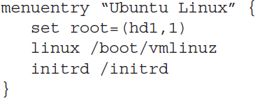 A sample G R U B 2 configuration file is shown.