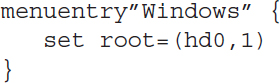 A sample G R U B 2 configuration file is shown.