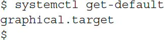 Line 1: dollar system c t l get hyphen default. Line 2: graphical dot target. Line 3: dollar.