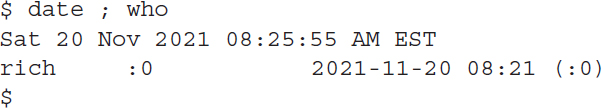 Semicolon is entered between multiple commands.