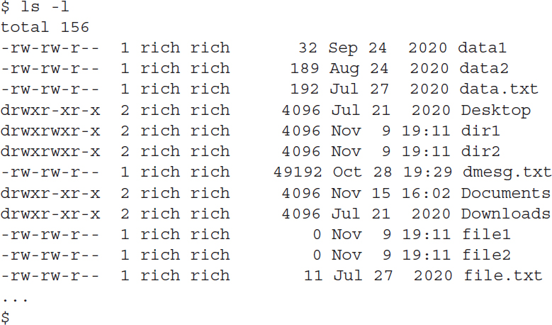 An output shows more information about each file in the directory using the l s command with hyphen l parameter.