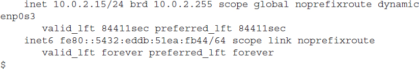 Listing shows the i p address output.