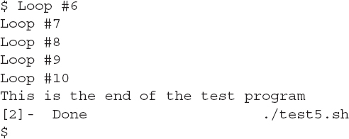 An output restarts a job in background mode using the b g command.