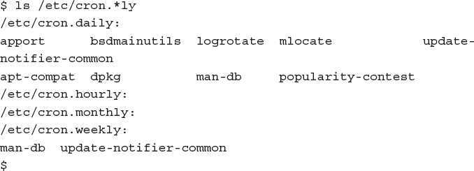 A script shows the usage of preconfigured cron script directories.