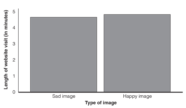 A bar graph between type of image and length of website visit.