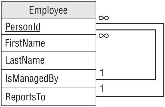 A representation exhibits an EMPLOYEE class that can model both hierarchies simultaneously.