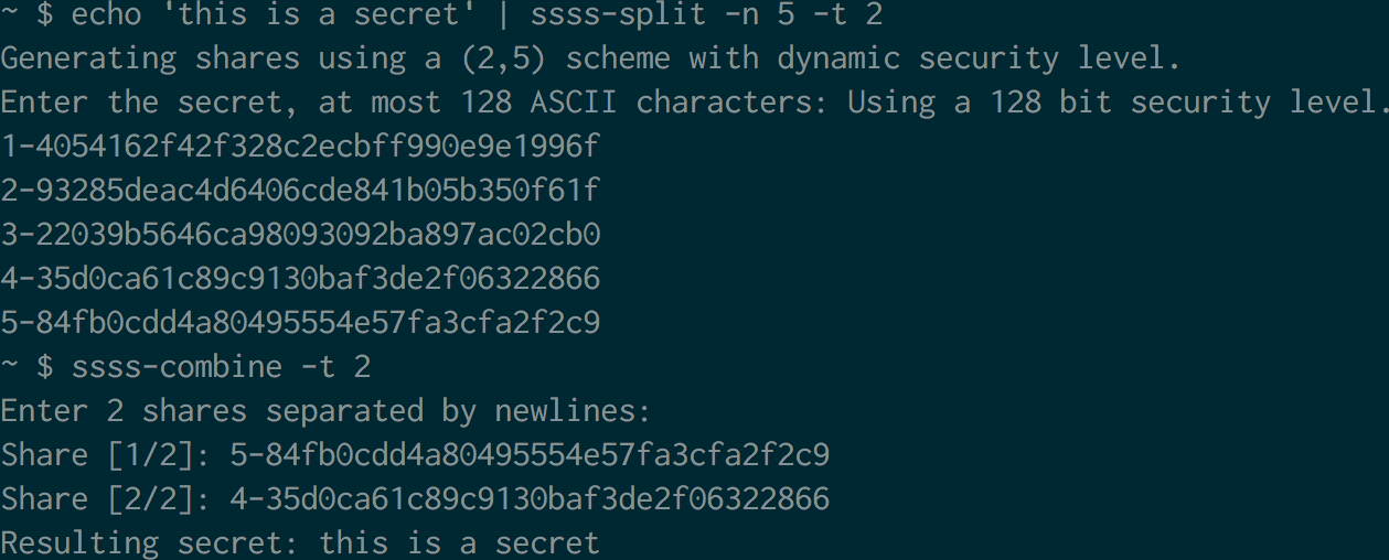 An example ssss session