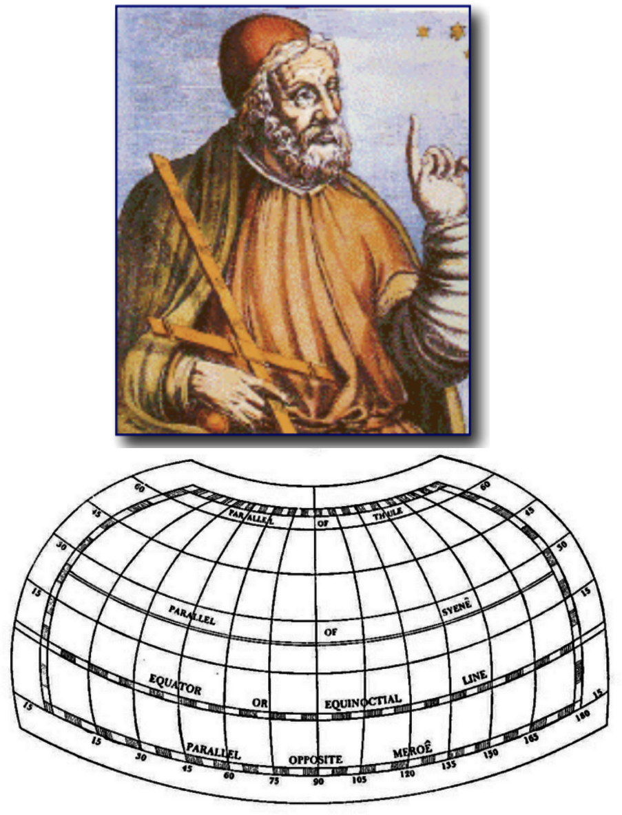 Map projection of the earth (created by Claudius Ptolemy)