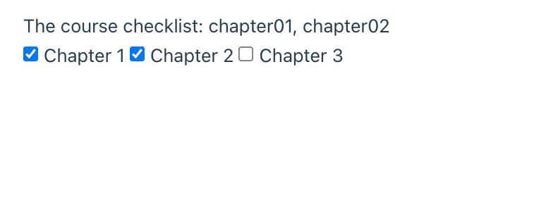 A screenshot displays a course checklist, with three options presented as checkbox for selecting.