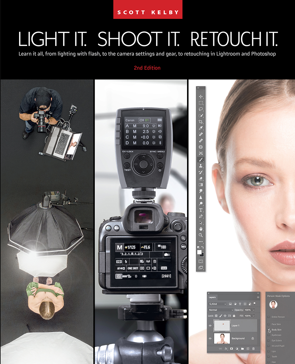 Cover: Light It, Shoot It, Retouch It, 2nd Edition, Learn it all, from lighting with flash, to the camera settings and gear, to retouching in Lightroom and Photoshop by Scott Kelby