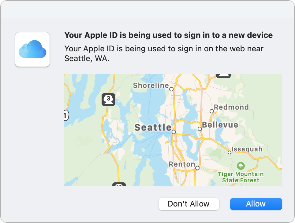 Figure 18: A dialog appears on all your associated devices showing your rough location.