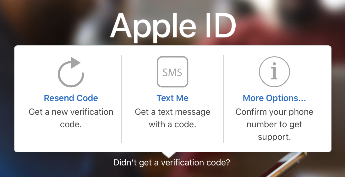 Figure 21: Apple presents an alternative method of receiving a verification code.