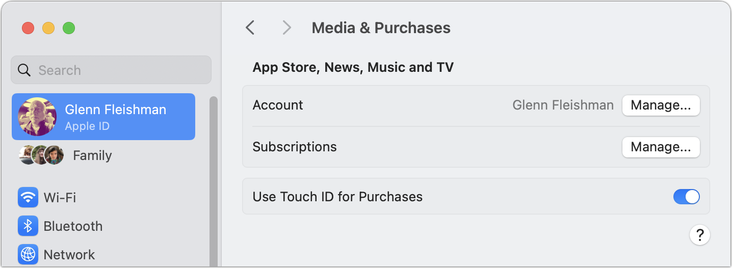 Figure 51: System Settings breaks each account into sections by ID. (Sonoma shown here.)