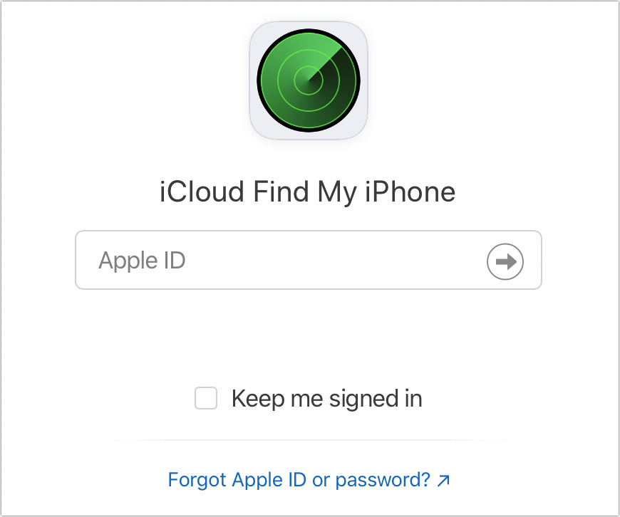 Figure 40: iCloud has a stripped-down Find My iPhone login.