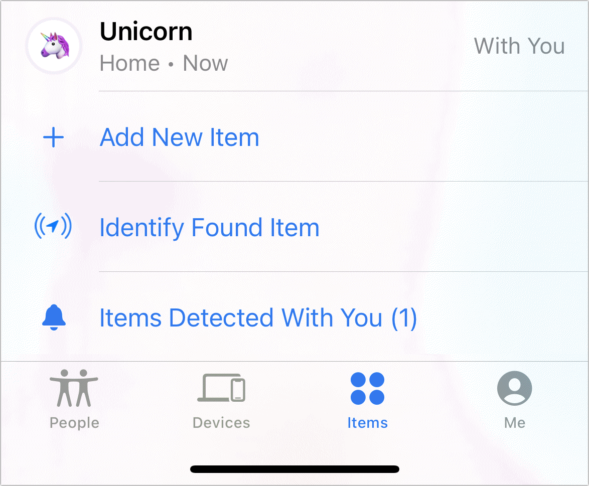 Figure 76: The Items Detected With You category lets you act upon a nearby item later.