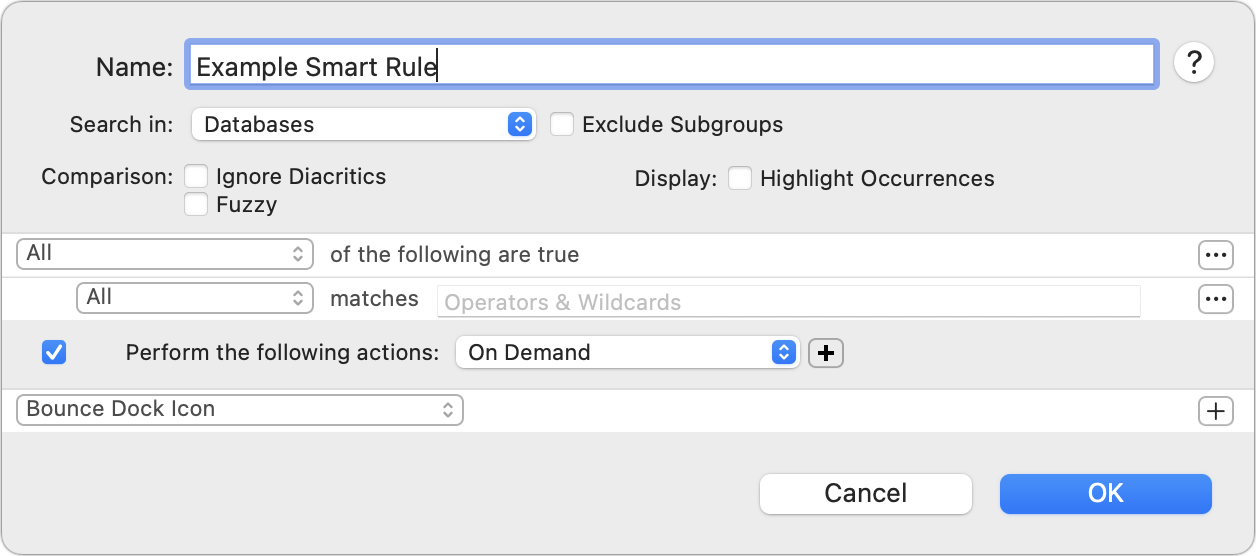 Figure 79: Create a smart rule using this dialog.