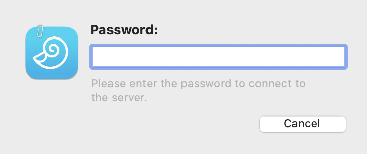 Figure 84: Enter the password you set up on the server Mac here.