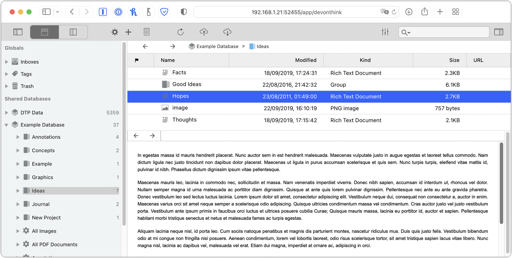 Figure 92: Your database looks something like this in a browser.