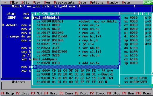 Snapshot depicts the Borland TurboDebugger.