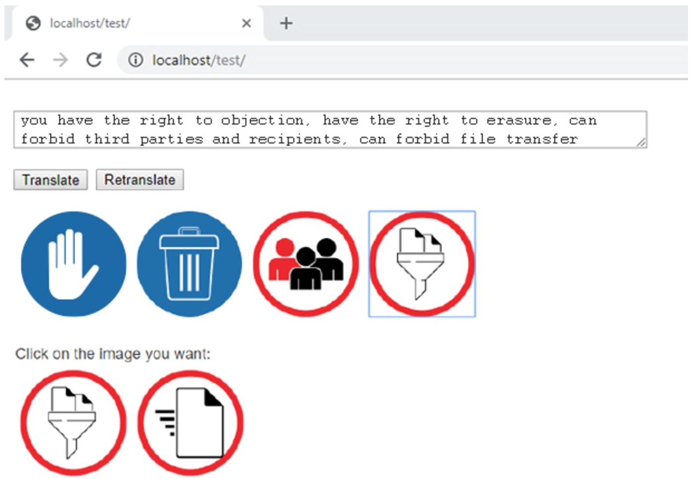 Schematic illustration of a machine translation result. 